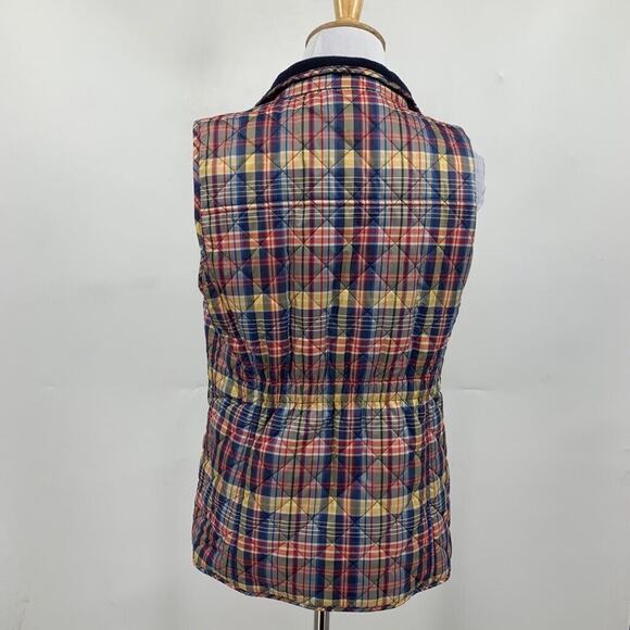 Talbots Vest Womens XS Extra Small Diamond Quilted Tomber Plaid Fleece Lined - Picture 3 of 12